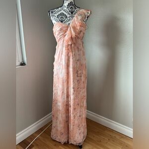 Amsale Sweetheart Silk Floral Maxi Dress- Pastel colors